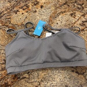 Cupshe black/white gingham size small nwt swim bikini top